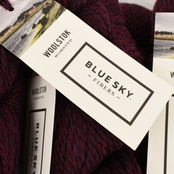 Blue Sky Fibers Woolstok Worsted Yarn 9 Skeins Fine Highland Wool Deep Velvet - Picture 3 of 4